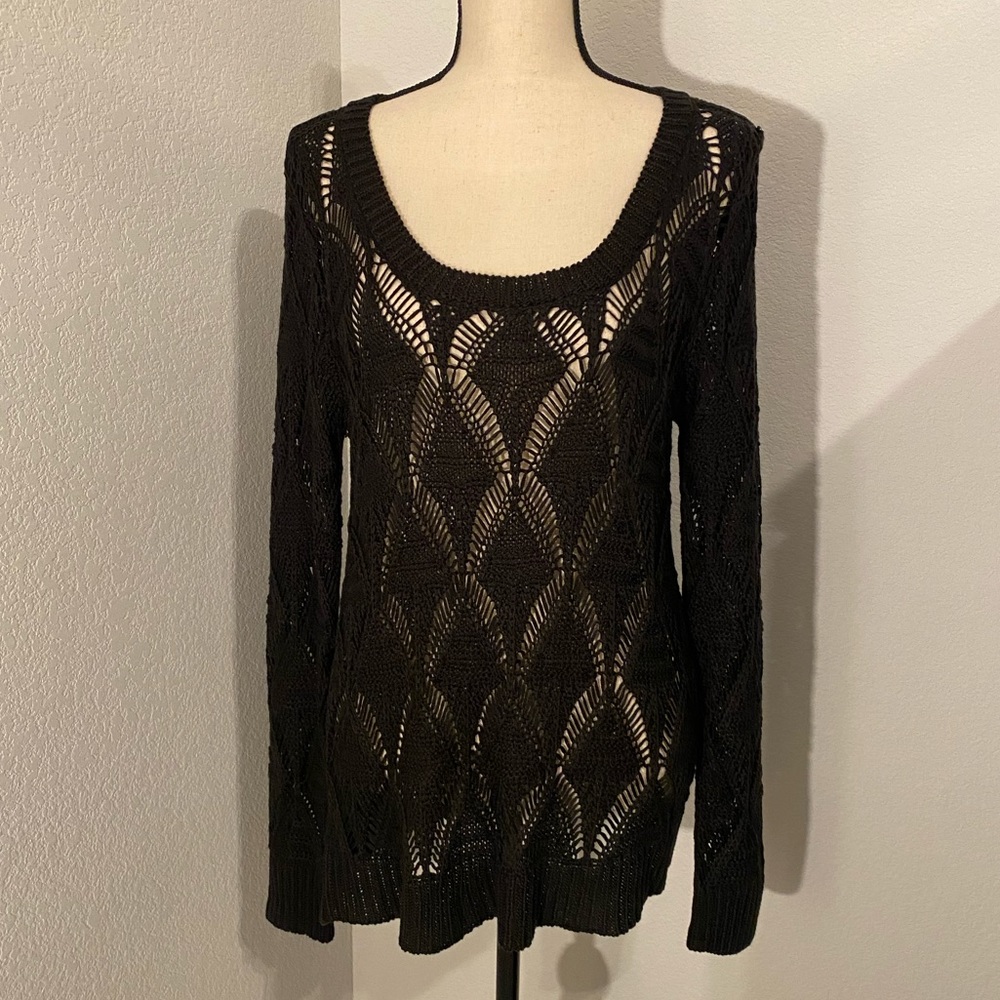 Brown Ladder Stitch Maternity Sweater